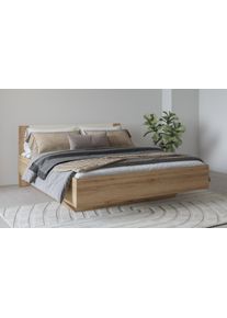 Bettgestell Home Affaire "Bitry, Breite 160 bzw. 180 cm, moderner Bettrahmen", beige (wildeiche, wildeiche, beige, wildeiche, beige), B:164cm H:86cm L:205cm, Betten, Bettgestell, Doppelbett in zwei Gr&ouml;ssen