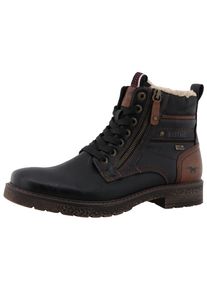Winterstiefelette Mustang Shoes "Midor", Herren, Gr. 41, schwarz, Lederimitat, Textil, Basic, Schuhe Winterstiefelette, Schn&uuml;rstiefel, Winterstiefel mit Warmfutter