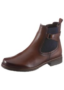 Chelseaboots Gabor, Damen, Gr. 38, w&auml;rmend, braun, Elastischer Einsatz, Kalbsleder, used, Schuhe Chelseaboots, Blockabsatz, Stiefelette, Businessmode mit Stretcheinsatz