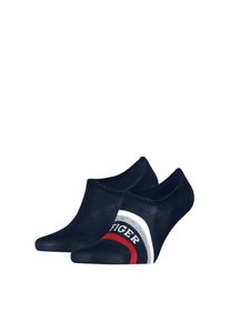 F&uuml;&szlig;linge Tommy Hilfiger "TH MEN FOOTIE 2P HILFIGER TAB", Herren, Gr. 43-46, blau (navy), Baumwolle, Elasthan, Polyamid, gestreift, unifarben mit Farbeinsatz, Socken F&uuml;&szlig;linge, mit Anti-Rutsch Technologie