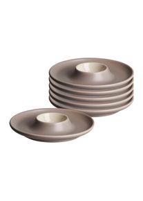 Ritzenhoff & Breker Eierbecher RITZENHOFF & BREKER "Eierteller Jasper &oslash; 12 cm 6er Set", grau (taupe), Keramik, Eierbecher, Eierbecher