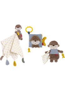 babyFEHN Schmusetuch FEHN "Otter Theo, Geburts-Set mittel", bunt, Schnuffelt&uuml;cher, Baby, Baumwolle, Musselin, Pl&uuml;sch, Schmusetuch, mit Musselin-Schmusetuch Otter, Stoffbuch Otter und Knister-Otter