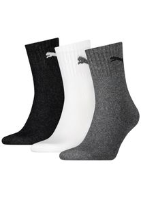 Sportsocken Puma "short crew", Herren, Gr. 39-42, schwarz-wei&szlig; (grau, schwarz, wei&szlig;), Baumwollmischung, Elasthan, Polyamid, Polyester, uni und meliert, elastisch, Socken Sportsocken, gepolsterte Frottee-Sohle, atmungsaktiv