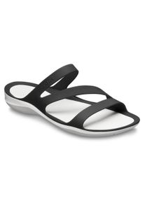 Badepantolette Crocs "Swiftwater Sandal", Damen, Gr. 36, schwarz (schwarz wei&szlig;), Croslite&trade;, Schuhe Badepantolette, Sommerschuh, Badeschuh, Poolslides, genoppte Innensohle, Topseller
