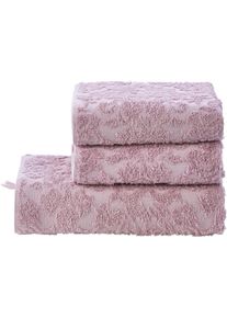 Handtuch Set done. "Provence Ornaments", rosa (altrosa), 3 Stk., Walkfrottier, Walkfrottier, Obermaterial: 100% Baumwolle, Handt&uuml;cher, Handtuch Set, Uni-Farben, Ornamente, mit Fransen