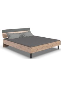 Futonbett wimex "Budapest", grau (viking oak, graphit, viking oak, graphit, schwarz), B:189cm H:81cm L:210cm, Betten, Futonbett, Inklusive zweifarbiges Kopfteil, Liegefl&auml;che 180x200cm