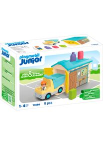Konstruktions-Spielset Playmobil "LKW mit Sortiergarage (71686), JUNIOR", bunt, Spielbausteine, Baby, Kunststoff, Konstruktions-Spielset, Made in Europe