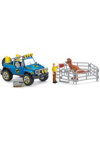 Spielfigur Schleich "DINOSAURS, Gel&auml;ndewagen mit Dino-Au&szlig;enposten (41464)", blau (bunt), Spielfiguren, Kinder, Kunststoff, Spielfigur