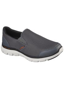 Slip-On Sneaker Skechers "FLEX ADVANTAGE 4.0", Herren, Gr. 42, bunt (anthrazit, orange), Synthetik, Textil, Schuhe Slip-On Sneaker, Slipper, Schhlupfschuh, Komfortschuh mit Air Cooled Memory Foam