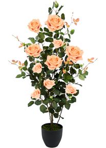 Kunstbaum I.GE.A. "Rosenbusch im Topf", orange, B:45cm H:115cm L:45cm, Obermaterial: 95% Polyester, 5% Kunststoff, Kunstpflanzen, Kunstbaum, Kunstrosen Kunstpflanzen Rosenstrauch Deko Hochzeit