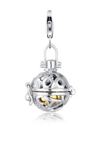 Charm-Einh&auml;nger NENALINA "Charm Klangkugel Zirkonia Romantik 925 Silber" Gr. 30, silber, Charms, Damen, Blacklist, Silber 925 (Sterlingsilber), Charm-Einh&auml;nger