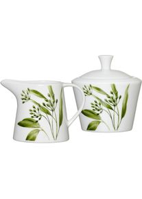 Ritzenhoff & Breker Milch- und Zuckerset RITZENHOFF & BREKER "Evora", gr&uuml;n, 2 Stk., Porzellan, Geschirr-Sets, Milch- und Zuckerset, Geschirr-Set mit Botanik-Motiv