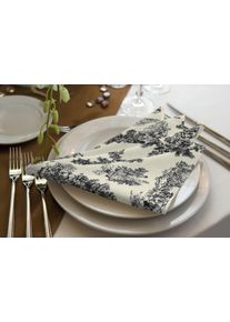 Stoffserviette Adam "Good Old Days" Gr. 1, beige (natur, schwarz), B:30cm L:30cm, Obermaterial: 100% Baumwolle, Servietten, Stoffserviette, GOTS organic,zertifiziert durch CERES 0242Made in Germany