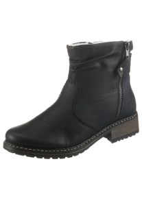 Winterstiefelette Rieker, Damen, Gr. 37, schwarz, Nubuklederimitat, unifarben, Schuhe Winterstiefelette, Winterboots, Blockabsatz, Profilsohle, mit Zierrei&szlig;verschluss au&szlig;en