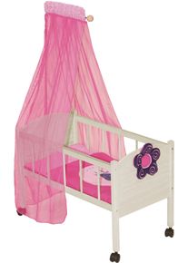 Puppenbett Roba "Happy Fee", beige (natur, pink), Puppenm&ouml;bel, KinderB:57cm T:31cm, Puppenbett, mit Himmel, B:57cm T:31cm