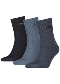 Sportsocken Puma "short crew", Herren, Gr. 39-42, blau (hellblau, navy, schwarz), Baumwollmischung, Elasthan, Polyamid, Polyester, bedruckt, unifarben mit Farbeinsatz, elastisch, Socken Sportsocken, gepolsterte Frottee-Sohle, atmungsaktiv