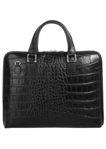 Aktentasche CLUTY, Damen, Gr. B/H/T: 30cm x 25cm x 5cm onesize, schwarz, Leder, gl&auml;nzend, Taschen Aktentasche, echt Leder, Made in Italy