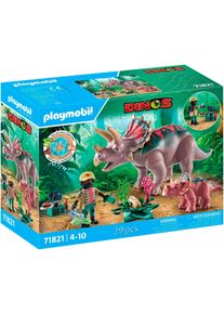 Konstruktions-Spielset Playmobil "Triceratops mit Jungtier (71821), Playmobil Dinos", bunt, Spielbausteine, Kinder, Kunststoff, Konstruktions-Spielset