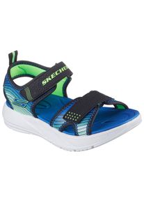 Sandale Skechers "MICROSPEC-SPLASH", Jungen, Gr. 34, bunt (schwarz, limette), Lederimitat, kontrastfarbene Details, Schuhe Sandale, leichte Sandale mit Klettverschluss, Gr&ouml;&szlig;enschablone zum Download