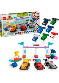 Konstruktionsspielsteine Lego "F1 Team Rennautos mit Rennfahrern (10445), Lego DUPLO Town", bunt, Spielbausteine, Kinder, Kunststoff, Konstruktionsspielsteine, Made in Europe