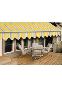 Gelenkarmmarkise Wismar Gr. 10, bunt (grau, gelb, braun), B:600cm, Polyacryl, Markisen, Gelenkarmmarkise, B: 600 cm, in versch. Ausf&auml;llen und Dessins