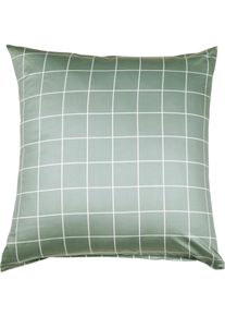 Kissenbezug Janine "modernclassic 39025, Mako-Satin aus 100% Baumwolle", gr&uuml;n (salbeigr&uuml;n), B:80cm L:80cm, Mako-Satin, Obermaterial: 100% Baumwolle, Kissenbez&uuml;ge, Kissenbezug, mit Rei&szlig;verschluss, in Gr. 40x80 oder 80x80 cm, mit Karos und Streifen