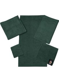 Waschhandschuh Ross "Cashmere feeling", gr&uuml;n (moosgr&uuml;n), B:16cm L:22cm, Frottier, Baumwolle, Handt&uuml;cher, Waschhandschuh, mit Wellen-Bord&uuml;re