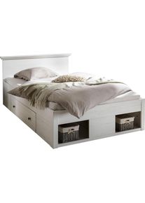 Bett Home Affaire "California Doppelbett im Landhausstil, Stauraumbett mit Schubladen", wei&szlig; (pinie wei&szlig;), B:155cm H:92cm L:212cm, Betten, Bett, Bettgestell in 3 Breiten verf&uuml;gbar, Liegefl&auml;che 90/140/180 x 200 cm
