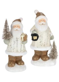 Dekofigur I.GE.A. "Nikolaus aus Keramik, 2er Set", gold (wei&szlig;, gold), B:7cm H:21cm, Keramik, Dekofiguren, Dekofigur, Mit Baum Laterne Geschenk Figur Dekoration Weihnachtsdeko