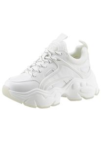 Sneaker Buffalo "BINARY", Damen, Gr. 42, wei&szlig;, Lederimitat, Textil, Schuhe Sneaker, in monochromer Optik, Freizeitschuh, Halbschuh, Schn&uuml;rschuh