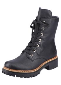 Schn&uuml;rstiefelette Rieker, Damen, Gr. 39, schwarz, Lederimitat, Schuhe Schn&uuml;rstiefelette, mit kr&auml;ftiger Profilsohle