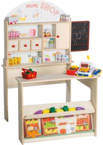 Kaufladen Roba "Minishop, natur", beige (natur), Kaufl&auml;den, KinderB:89cm H:114,5cm T:74,5cm, Holz, Kaufladen, mit Theke und Tafel, B:89cm H:114,5cm T:74,5cm