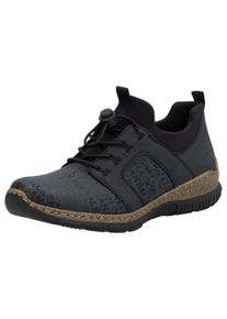 Slip-On Sneaker Rieker, Damen, Gr. 42, schwarz (nachtblau, schwarz), Lederimitat, Textil, Schuhe Slip-On Sneaker, Schlupfschuh, Freizeitschuh, Halbschuh mit praktischen Anziehlaschen, Topseller