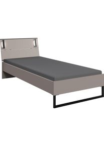 Futonbett wimex "Tilburg in verschiedenen Breiten erh&auml;ltlich, inkl. LED Beleuchtung", schwarz (saharagrau, absetzung schwarz, saharagrau, absetzung schwarz, saharagrau, absetzung schwarz), B:98cm H:93cm L:210cm, Betten, Futonbett, Bett mit Metallkufe