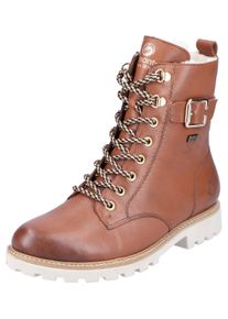 Winterboots Remonte, Damen, Gr. 43, braun, Leder, Schuhe Winterboots, Blockabsatz, Schn&uuml;rboots, Outdoorschuh mit Zierschnalle