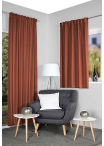 Vorhang Home Wohnideen "ESKAMIO" Gr. 6, orange (terra), B:270cm H:245cm, Polyester, Gardinen, Vorhang, Thermo, Blickdicht, Leinenstruktur, &Uuml;berbreite