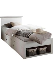 Bett Home Affaire "California Doppelbett im Landhausstil, Stauraumbett mit Schubladen", wei&szlig; (pinie wei&szlig;), B:105cm H:92cm L:212cm, Betten, Bett, Bettgestell in 3 Breiten verf&uuml;gbar, Liegefl&auml;che 90/140/180 x 200 cm