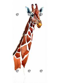 Garderobenleiste queence "Giraffe", braun (braun, wei&szlig;), B:50cm H:120cm T:10cm, Acrylglas, Edelstahl, Garderobenhalter, Garderobenleiste, mit 6 Haken, 50 x 120 cm
