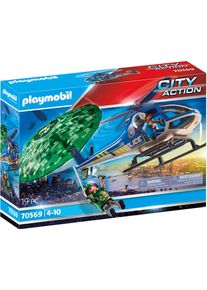 Konstruktions-Spielset Playmobil "Polizei-Hubschrauber: Fallschirm-Verfolgung (70569), My Action Heroes", bunt, Spielbausteine, Kinder, Kunststoff, Konstruktions-Spielset, Made in Germany