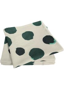 Stoffserviette Adam "Dots", gr&uuml;n (natur, dunkelgr&uuml;n), B:30cm L:30cm, Obermaterial: 73% Leinen, 27% Baumwolle, Servietten, Stoffserviette, aus Bio-Baumwolle,Made in Germany