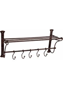 Garderobenleiste AMBIENTE HAUS, braun, B:53cm H:24cm T:20cm, Eisen, Garderobenhalter, Garderobenleiste, Regal mit Haken 54 cm