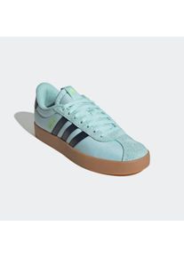 Sneaker adidas Sportswear "VL COURT 3.0", Damen, Gr. 38,5, blau (semi flash aqua, aurora ink, lucid lemon), Leder, Textil, Schuhe Sneaker, Design auf den Spuren des adidas Samba