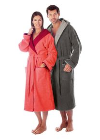 Unisex-Bademantel Egeria "Cairo, ideal f&uuml;r Sauna & Spa, Hotelbademantel, Morgenmantel" Gr. XL, grau, L:125cm, Walkfrottee, Hausm&auml;ntel, Unisex-Bademantel, mit Kapuze, Doubleface Optik