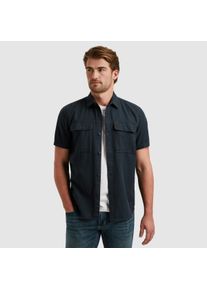PME-Legend Kurzarmhemd PME LEGEND, Herren, Gr. M, N-Gr, blau (salute), Web, Obermaterial: 100% Baumwolle, unifarben, regular fit taillenbedeckt, gerader Abschluss, Hemden Kurzarmhemd, mit Kent Kragen