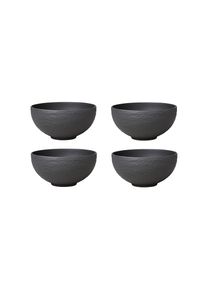 Villeroy & Boch Suppenteller VILLEROY & BOCH "Suppen Bol Manufacture Rock &Oslash; 12,5 cm 4er Set schwarz", schwarz, L:12,5cm, Speiseteller, Suppenteller