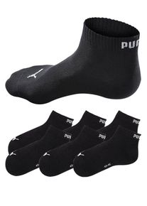 Kurzsocken Puma "Puma UNISEX QUARTER PLAIN 6P ECOM", Damen, Gr. 43-46, schwarz, Baumwolle, Baumwollmischung, Elasthan, Polyamid, bedruckt, unifarben, elastisch, Socken Kurzsocken, mit Rippb&uuml;ndchen, Topseller
