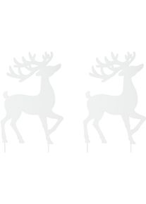 Weihnachtsfigur CREATIV DECO "Weihnachtsdeko", wei&szlig;, B:21cm H:36cm T:0,5cm, Metall, Dekofiguren, Weihnachtsfigur, Hirsch zum Stecken