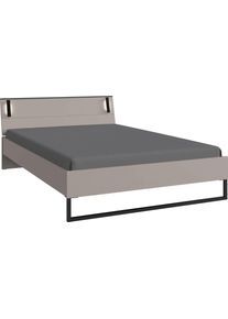 Futonbett wimex "Tilburg in verschiedenen Breiten erh&auml;ltlich, inkl. LED Beleuchtung", schwarz (saharagrau, absetzung schwarz, saharagrau, absetzung schwarz, saharagrau, absetzung schwarz), B:148cm H:93cm L:210cm, Betten, Futonbett, Bett mit Metallkufe