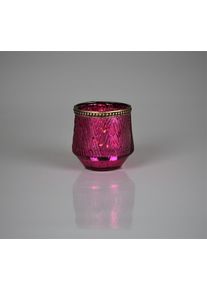 Windlicht AM Design "aus Glas", rosa (pink), B:10cm H:10cm, Glas, Kerzenhalter, Windlicht, 3er Set, BxH: 10x10 cm