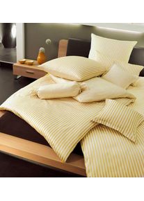 Kissenbezug Janine "Modernclassic", gelb, B:80cm L:80cm, Mako-Satin, Obermaterial: 100% Baumwolle, Kissenbez&uuml;ge, Kissenbezug, mit Streifen